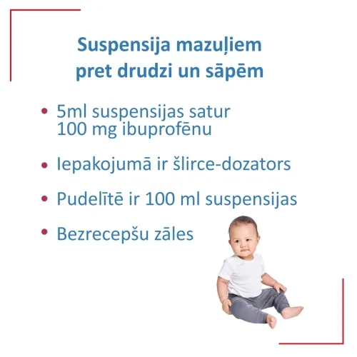 IBUGARD 100 mg/ 5 ml suspensija iekšķ. lietošanai, 120 ml - Produkta attēls 1