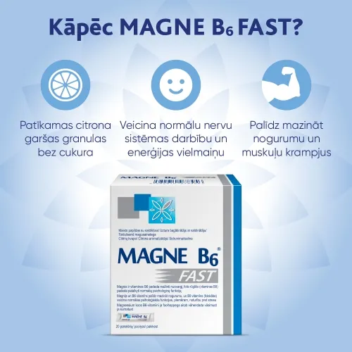 MAGNE B6 (Magnijs) fast granulas, 20 gab - Produkta attēls 1