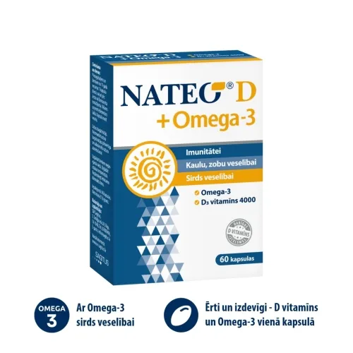 NATEO D PLUS Omega-3 SV4000  kapsulas, 60 gab. - Produkta attēls 1