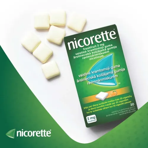 NICORETTE Freshfruit 2 mg košļājamā gumija, 30 gab. - Produkta attēls 1