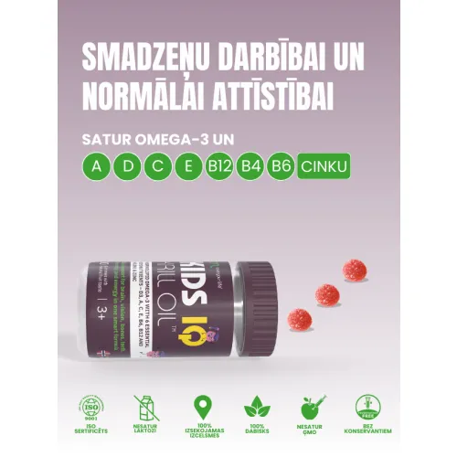 LYL KIDS IQ Krill Oil, košļājamas pastilas ar augļu garšu, 30 gab - Produkta attēls 4