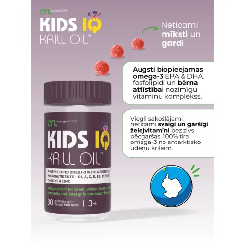 LYL KIDS IQ Krill Oil, košļājamas pastilas ar augļu garšu, 30 gab - Produkta attēls 3