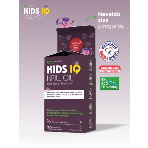 LYL KIDS IQ Krill Oil, košļājamas pastilas ar augļu garšu, 30 gab - Produkta attēls 2