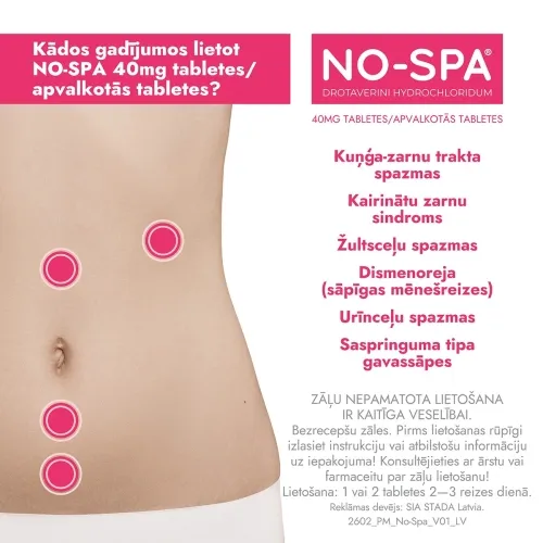 NO-SPA® 40 mg tabletes, 24 gab - Produkta attēls 2