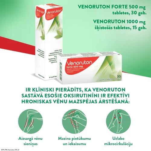 VENORUTON 1000 mg šķīstošās tabletes, 15 gab. - Produkta attēls 1