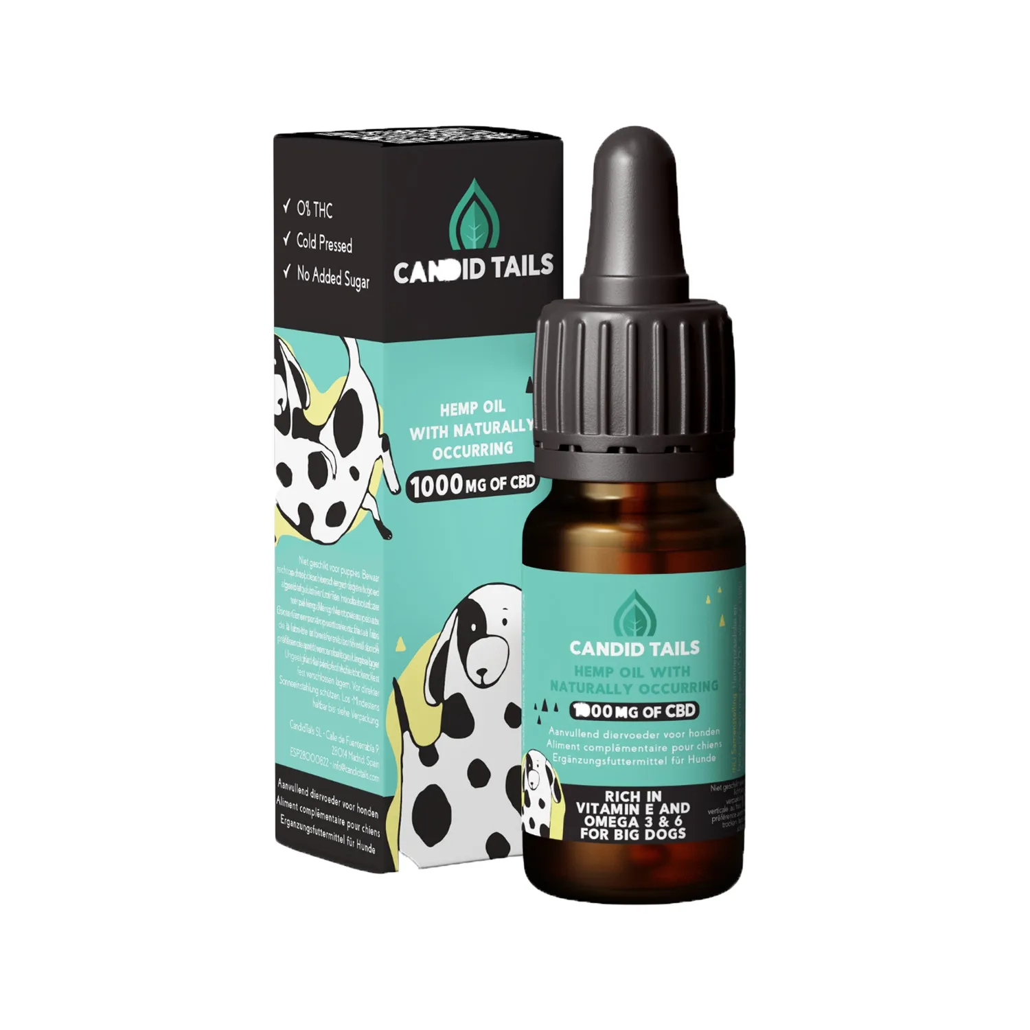 Candid Tails CBD kaņepju-laša eļļa suņiem (25+kg) 20ml - Produkta attēls 