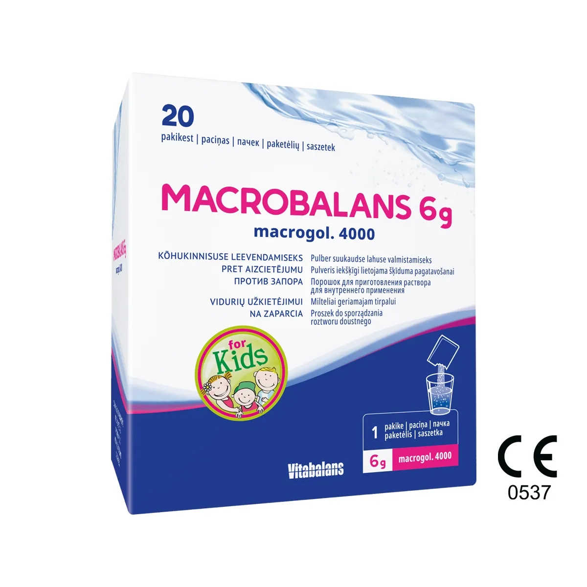 MACROBALANS 6 g Macrogol 4000 pulveris, 20 gab. - Produkta attēls 