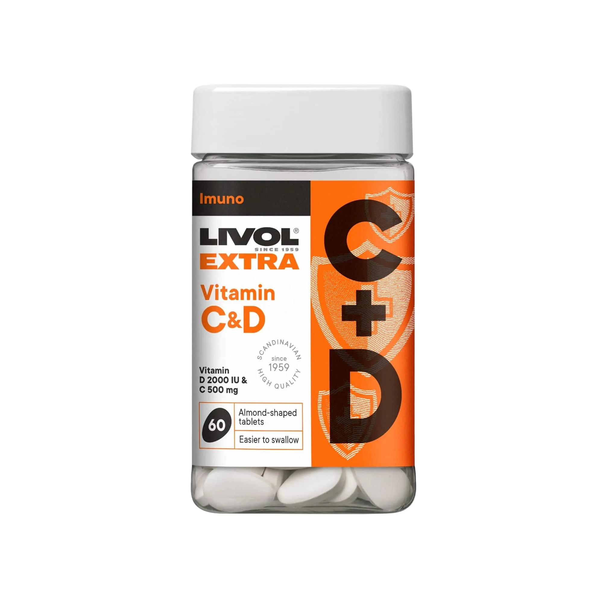 LIVOL Extra vitamīni C&D tabletes, 60 gab. - Produkta attēls 