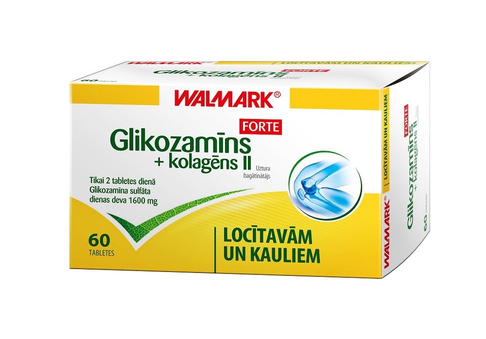 WALMARK Glikozamīns Forte+Kolagēns II tabletes, 60 gab. - Produkta attēls 
