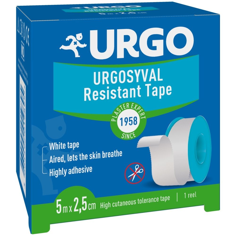 URGO SYVAL izturīgs lentveida plāksteris 5 m x 2,5 cm - Produkta attēls 