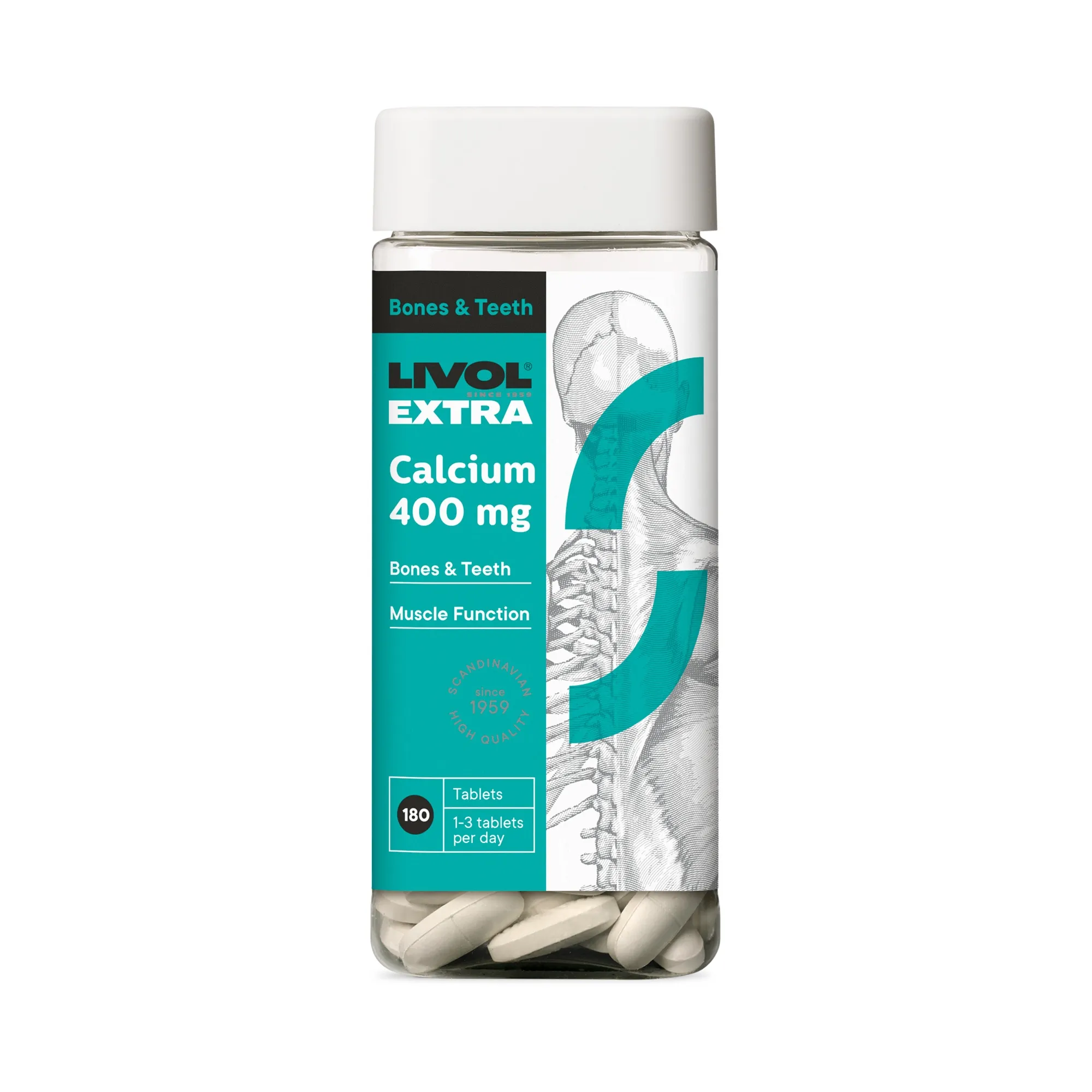 LIVOL Extra Calcium tabletes, 180 gab. - Produkta attēls 