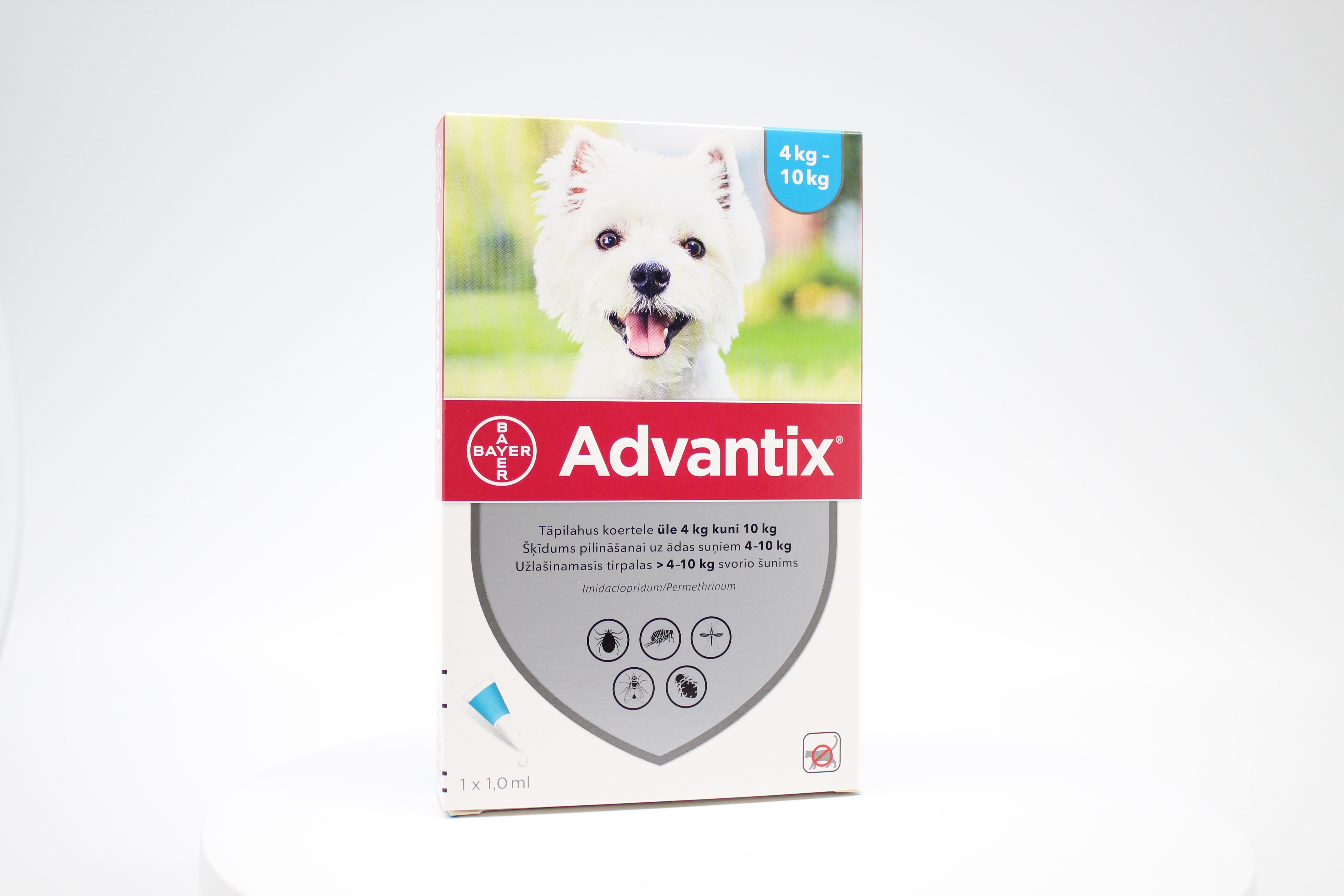 ADVANTIX 100/500MG ŠĶĪD 1ML SUŅIEM 4-10KG N1 - Produkta attēls 