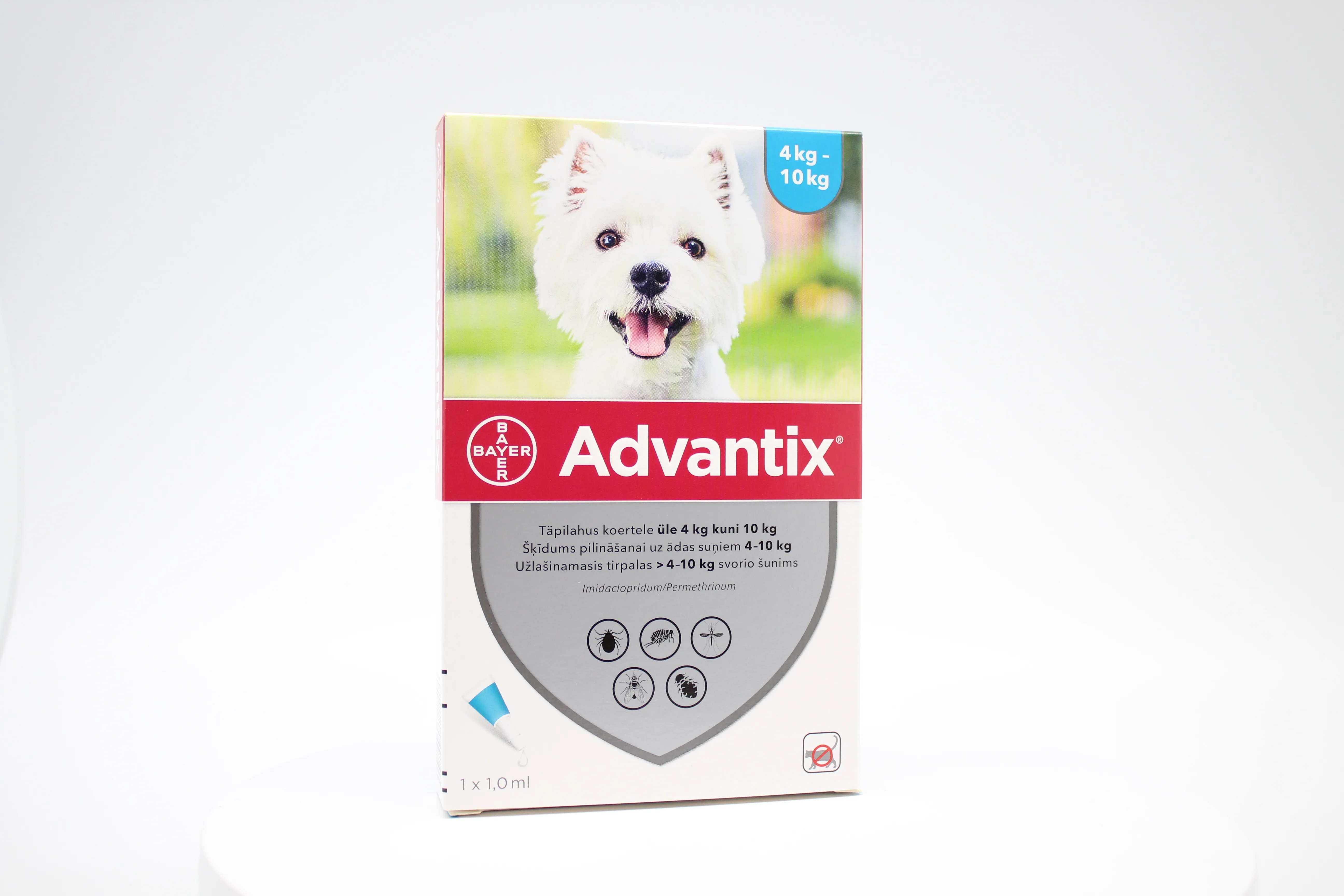 ADVANTIX 100/500MG ŠĶĪD 1ML SUŅIEM 4-10KG N1 - Produkta attēls 