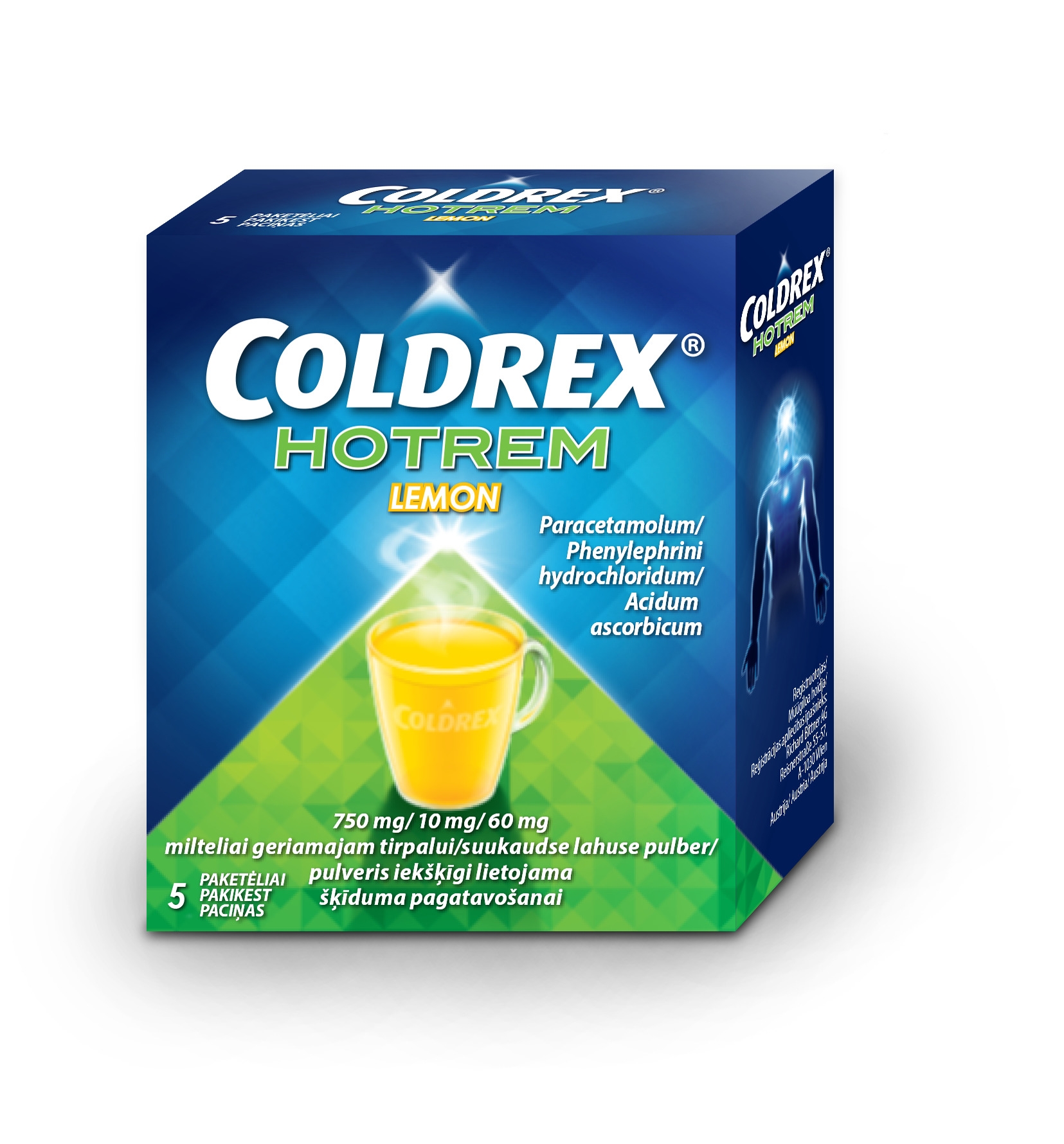 COLDREX Hotrem Lemon + Vitamin C pulveris, 5 gab. - Produkta attēls 