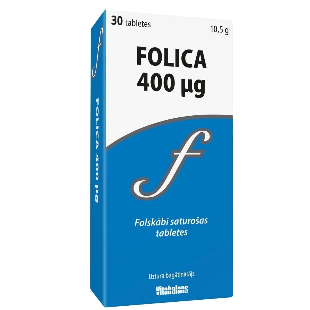 Folica 400 mkg tabletes, 30 gab - Produkta attēls 