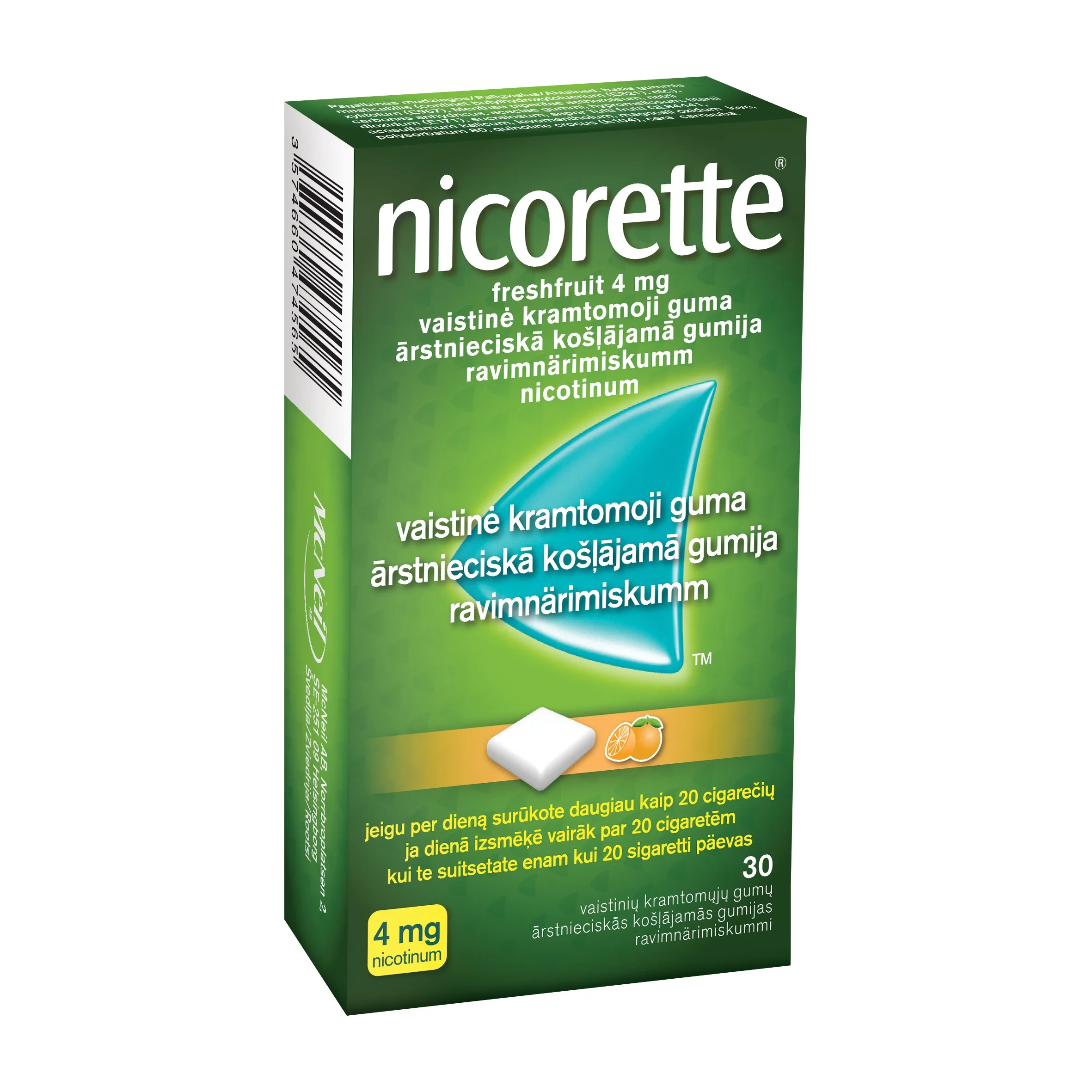 NICORETTE Freshfruit 4 mg košļājamā gumija, 30 gab. - Produkta attēls 8