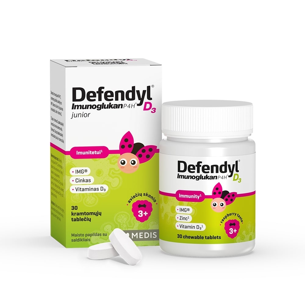 DEFENDYL® Imunoglukan P4H D3 Junior košļ. tabletes, 30 gab. - Produkta attēls 