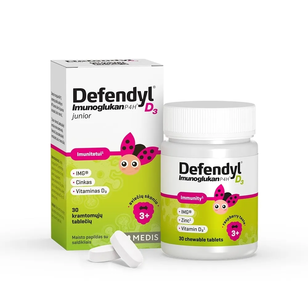 DEFENDYL® Imunoglukan P4H D3 Junior košļ. tabletes, 30 gab. - Produkta attēls 
