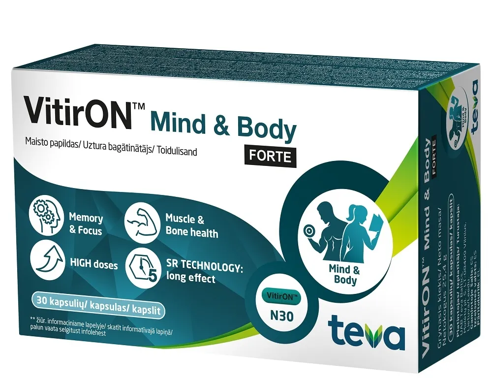 VITIRON™ Mind & Body Forte kapsulas, 30 gab. - Produkta attēls 