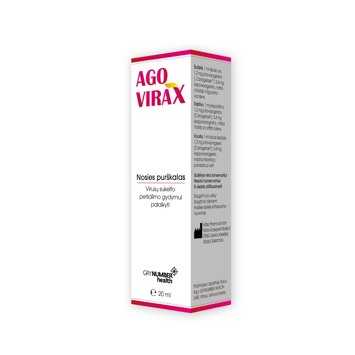 Agovirax, izsmidzināms deguna līdzeklis, 20ml - Produkta attēls 