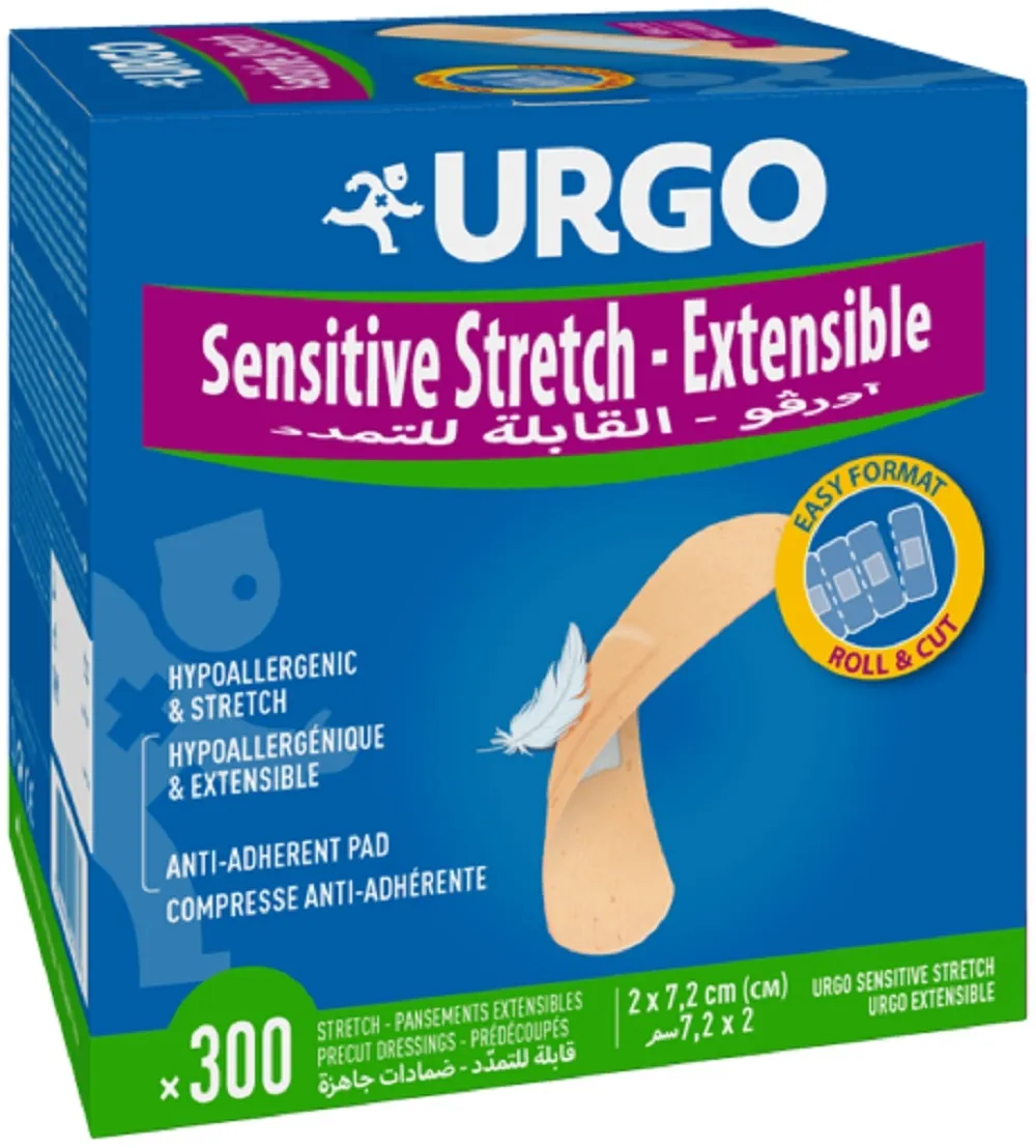 URGO Sensitive Stretch Elast 2 x 7,2 mm, 300 gab. - Produkta attēls 