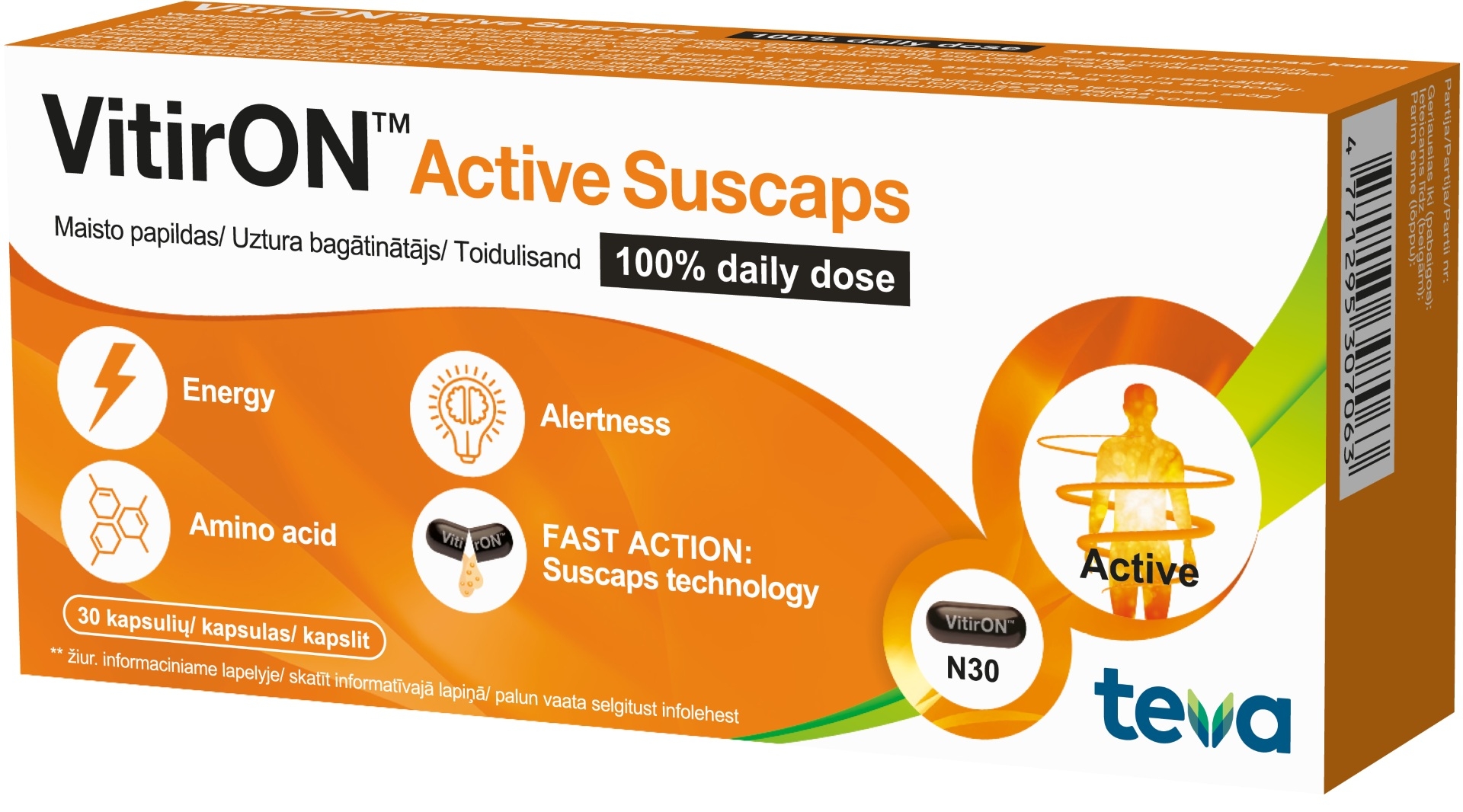 VitirON™ Active Suscaps 100% daily dose - Produkta attēls 