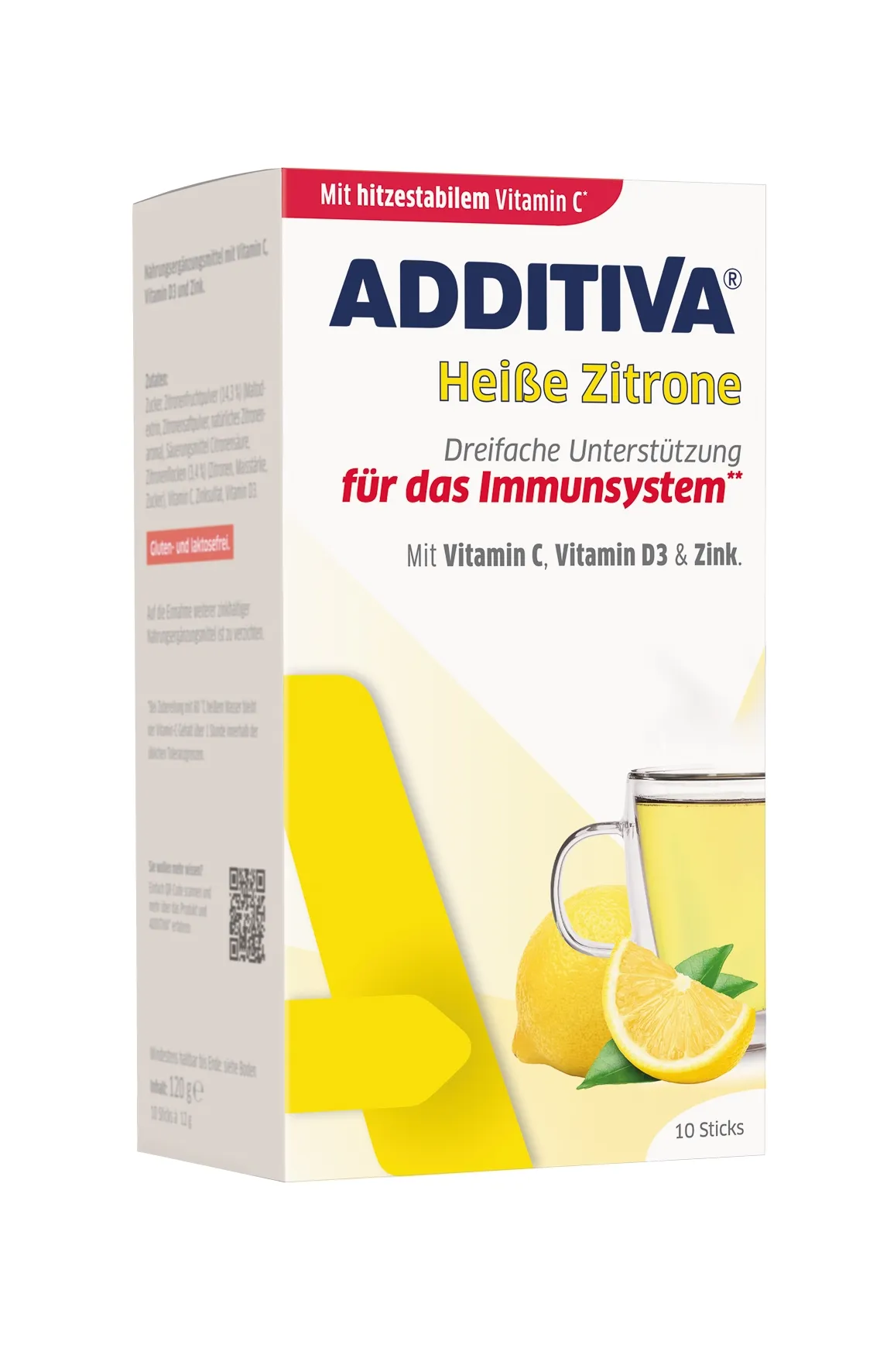 ADDITIVA Karstais citrons + C vitamīns + cinks + D3 vitamīns pulveris, - Produkta attēls 
