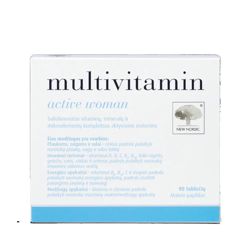 NEW NORDIC Multivitamin Active Woman tabletes, 90 gab. - Produkta attēls 