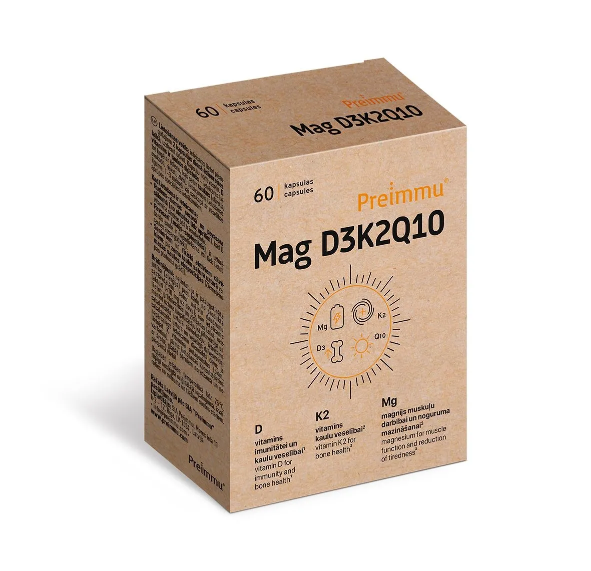 PREIMMU Mag D3 K2 Q10 kapsulas, 60 gab - Produkta attēls 