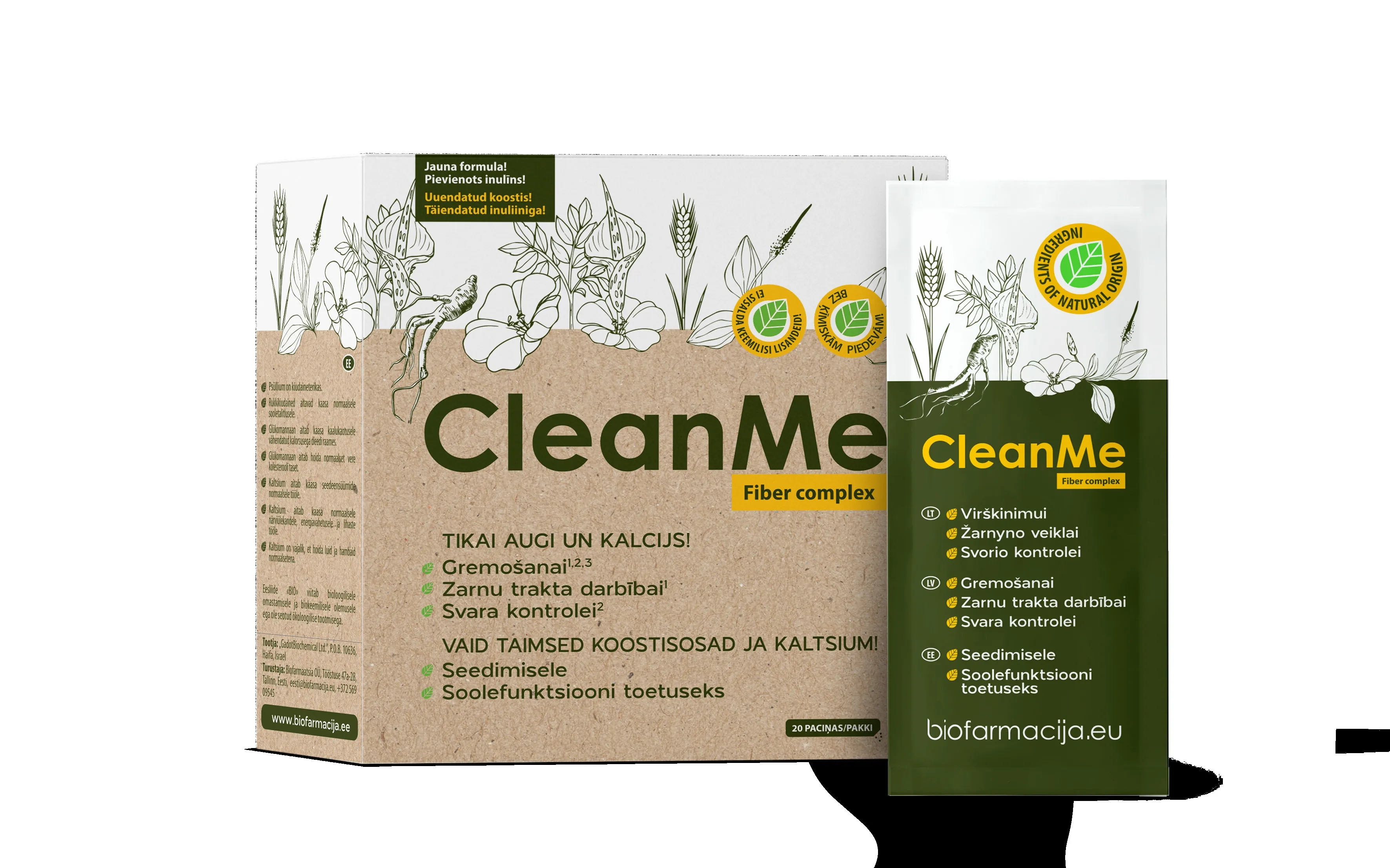 CLEAN ME ar inulīnu pulveris paciņās, 20 gab - Produkta attēls 