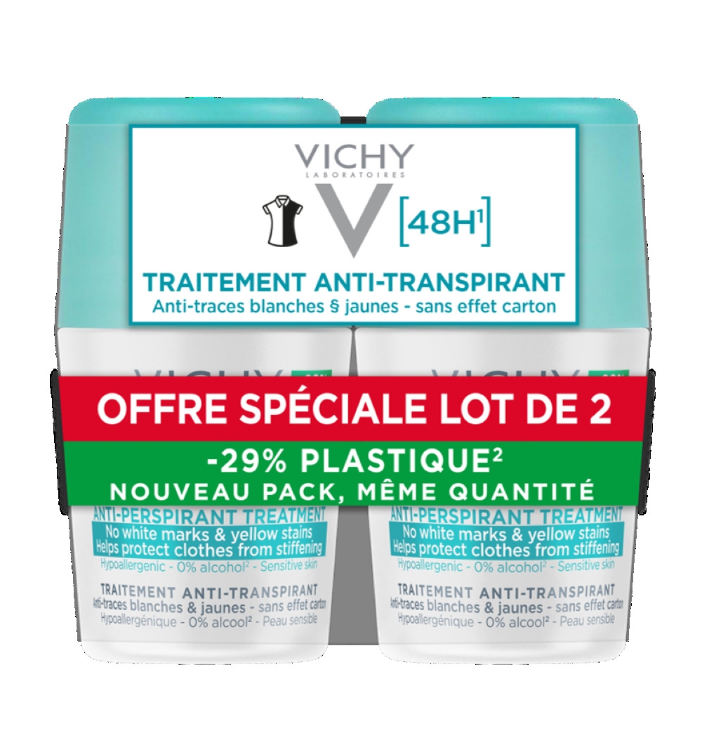 VICHY Anti-traces Roll-on antiperspirant, 50 ml, 2 gab. - Produkta attēls 