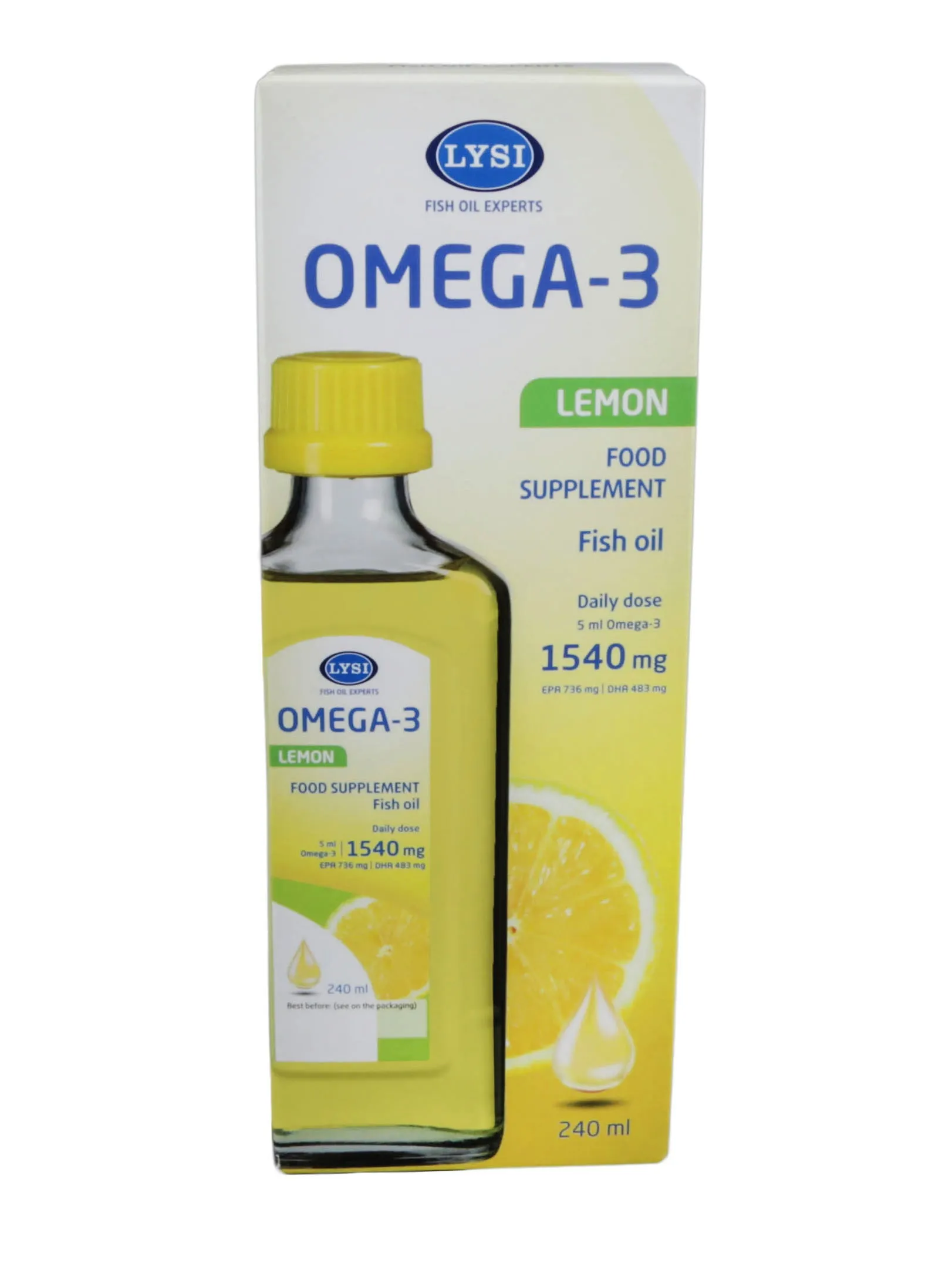 LYSI OMEGA - 3 zivju eļļa ar citronu garšu, 240 ml - Produkta attēls 