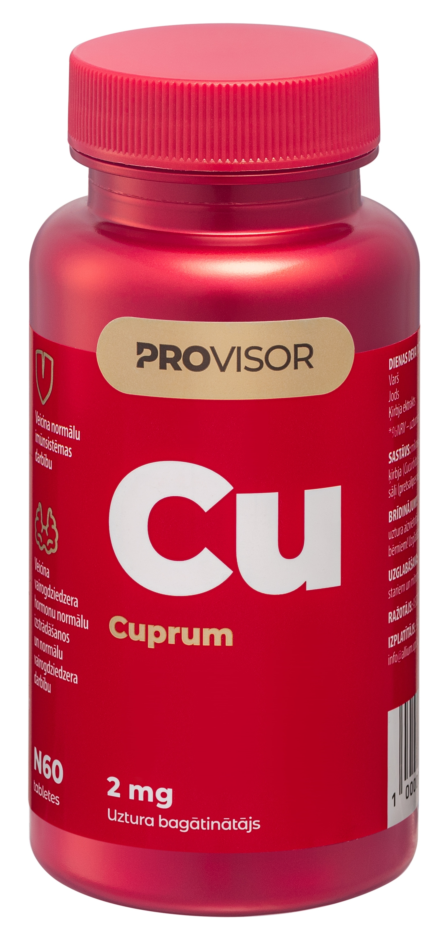 PROVISOR Varš (Cu) 2000 mcg tabletes, 60 gab. - Produkta attēls 