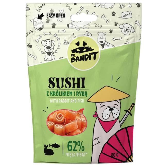 MR.BANDIT SUSHI SUŠI ROLLI TRUSIS AR ZIVI 80G - Produkta attēls 