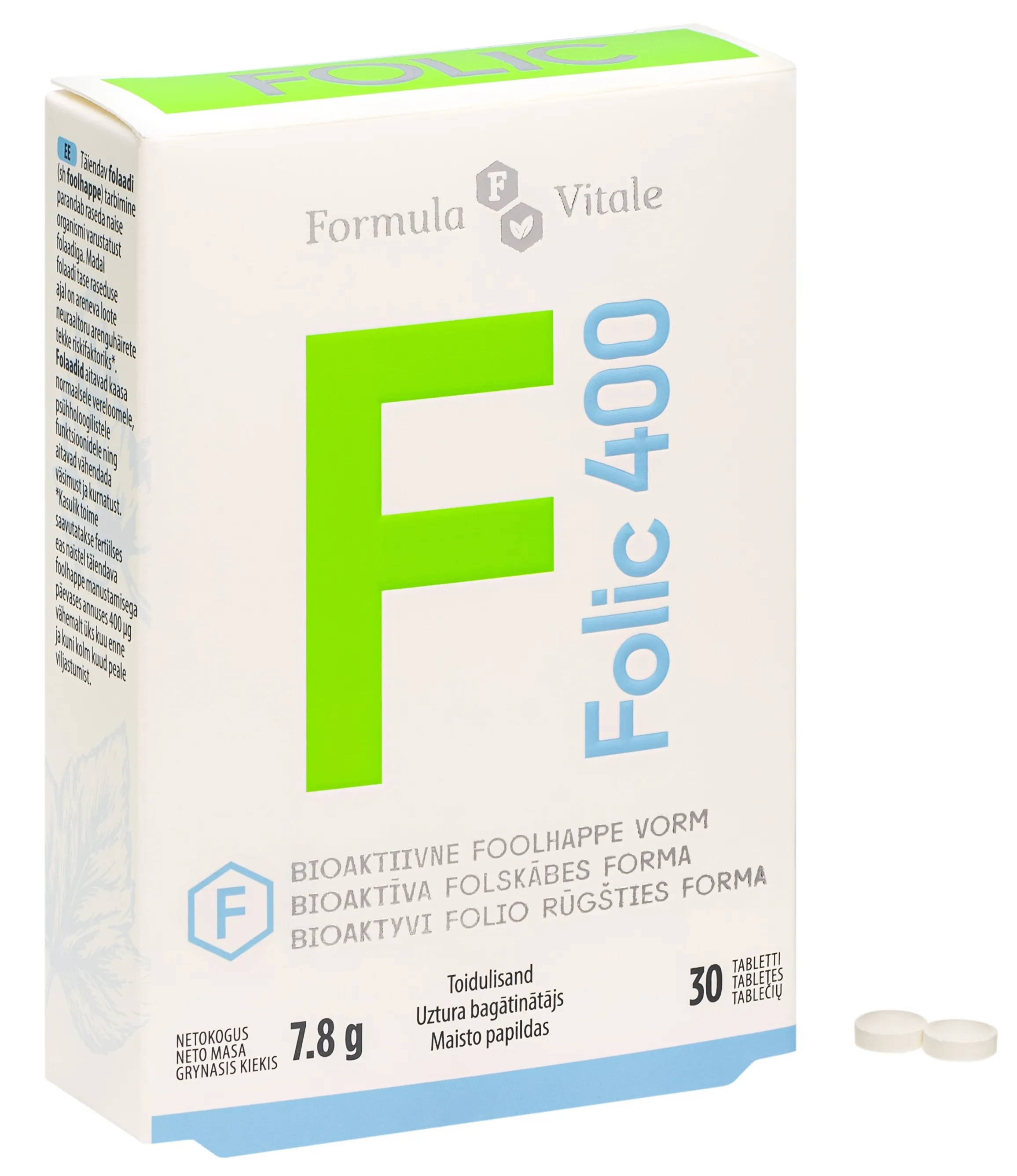 FORMULA VITALE Folic 400 tabletes, 30 gab. - Produkta attēls 