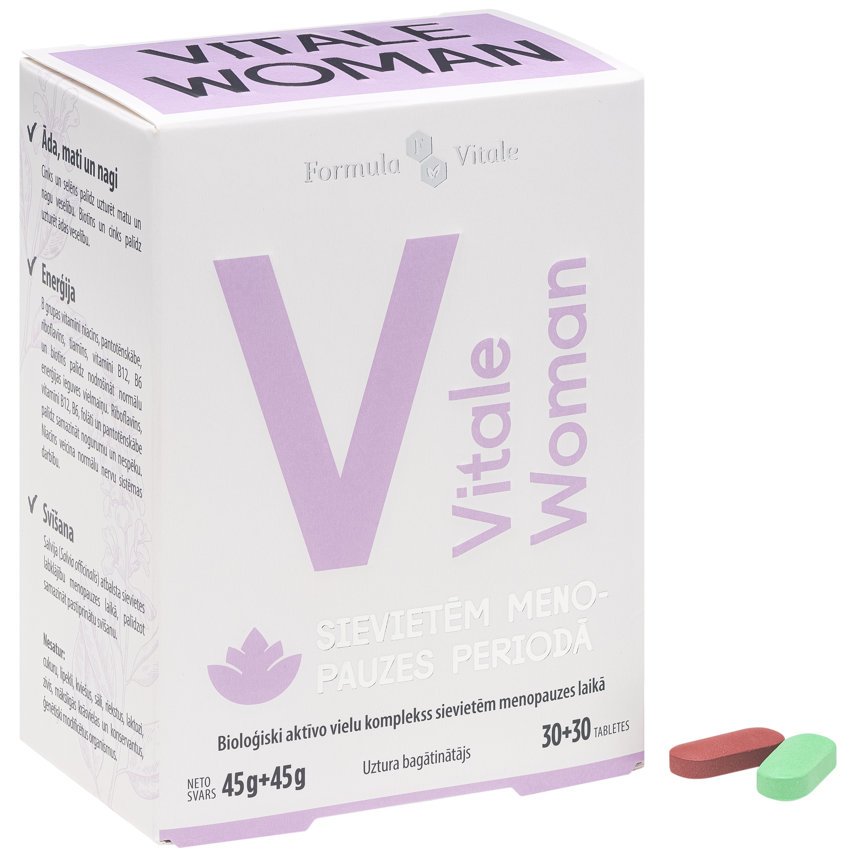 FORMULA VITALE WOMAN tabletes menopauzes periodā 30 + 30 gab. - Produkta attēls 