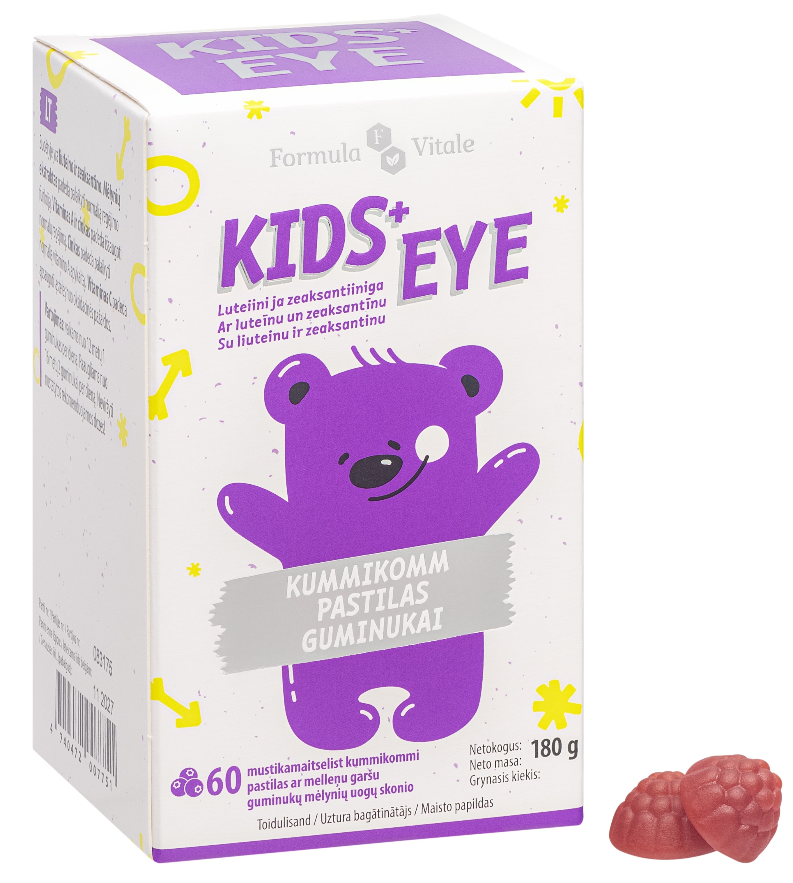 FORMULA VITALE Kids+ Eye pastilas, 60 gab. - Produkta attēls 