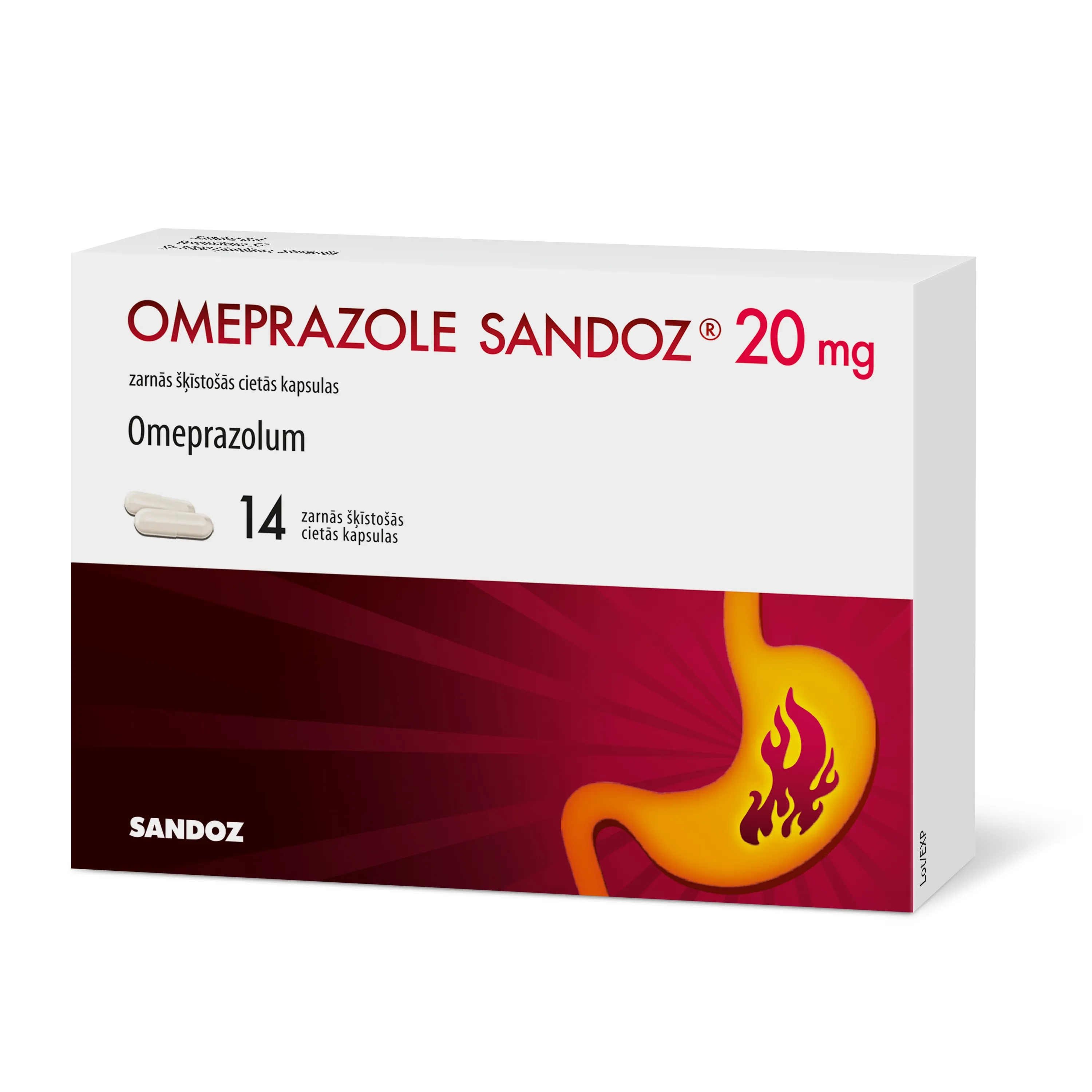 OMEPRAZOL SANDOZ 20MG KAPSULAS N14 - Produkta attēls 