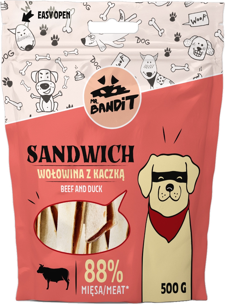 MR.BANDIT SANDWICH KĀRTAINS LIELLOPS AR PĪLI 500G - Produkta attēls 