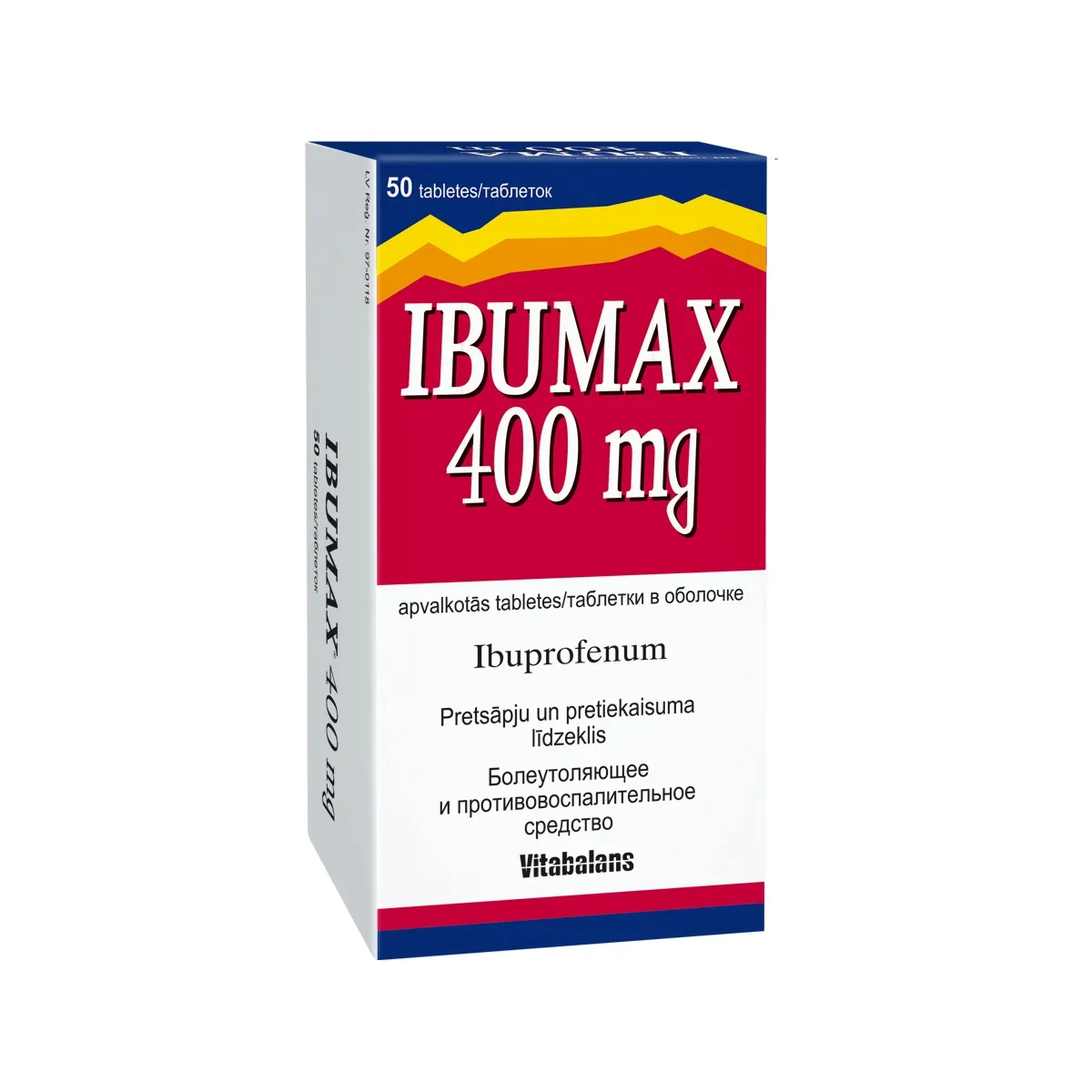 IBUMAX 400mg tabletes, 50 gab. - Produkta attēls 