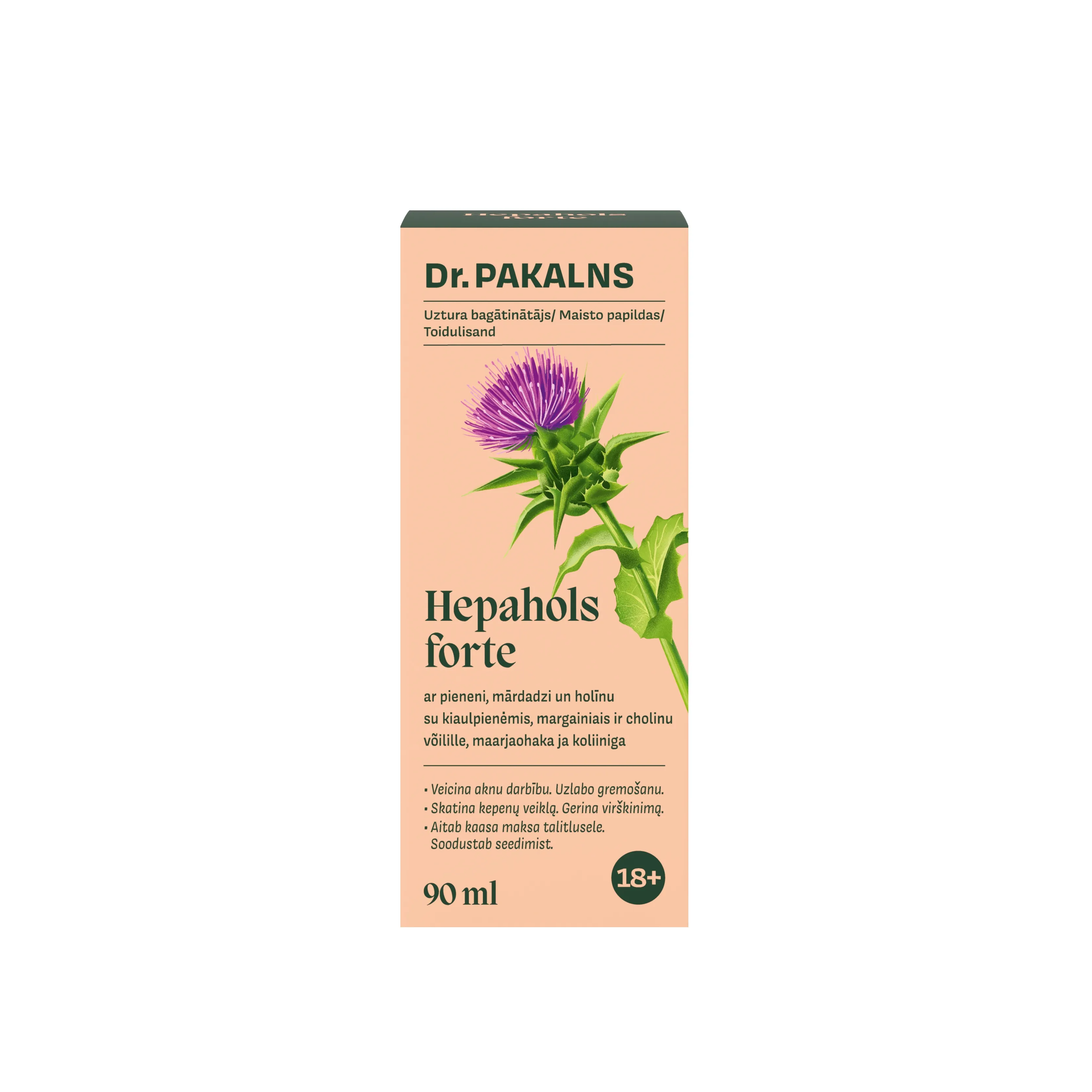 DR.PAKALNS HEPAHOLS FORTE ar pieneni, mārdadzi un holīnu 90 ml. - Produkta attēls 