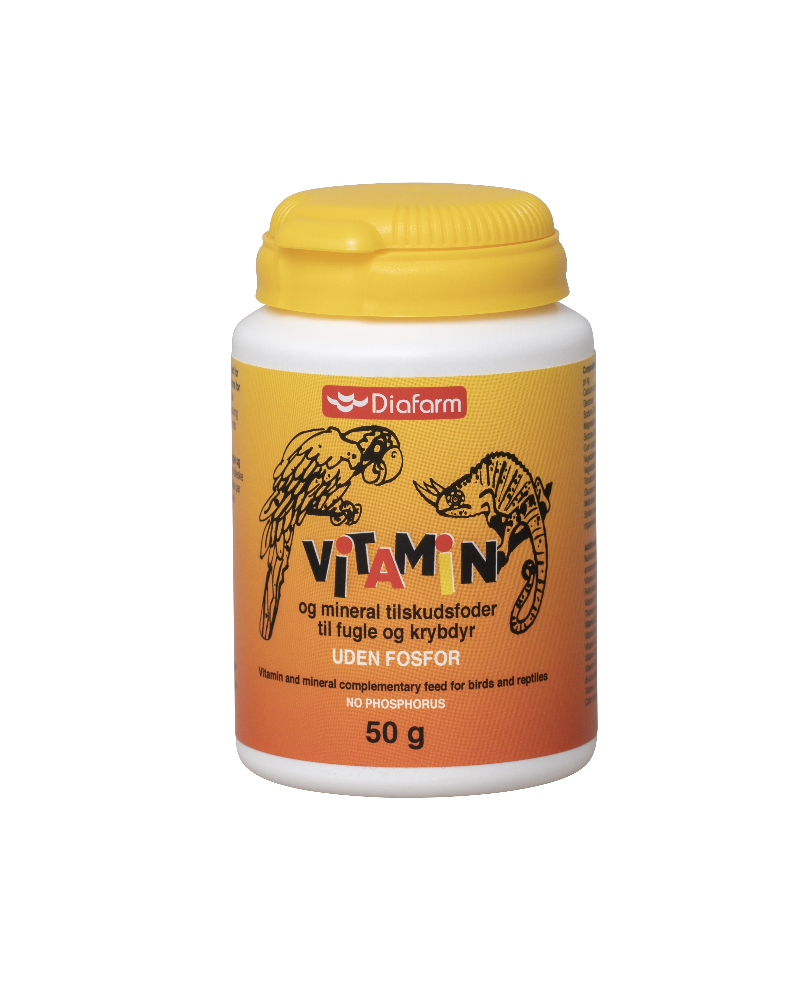 Diafarm Vitamins&minerals puveris BEZ fosfora putniem, reptiļiem 50g - Produkta attēls 