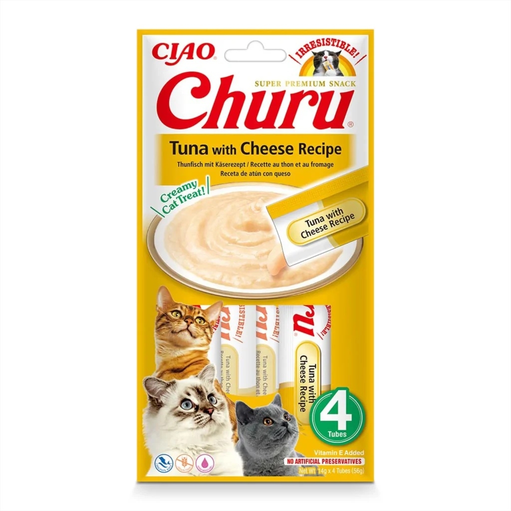 Churu biezenis kaķiem, tuncis&siers 56g (14gx4) N12 - Produkta attēls 