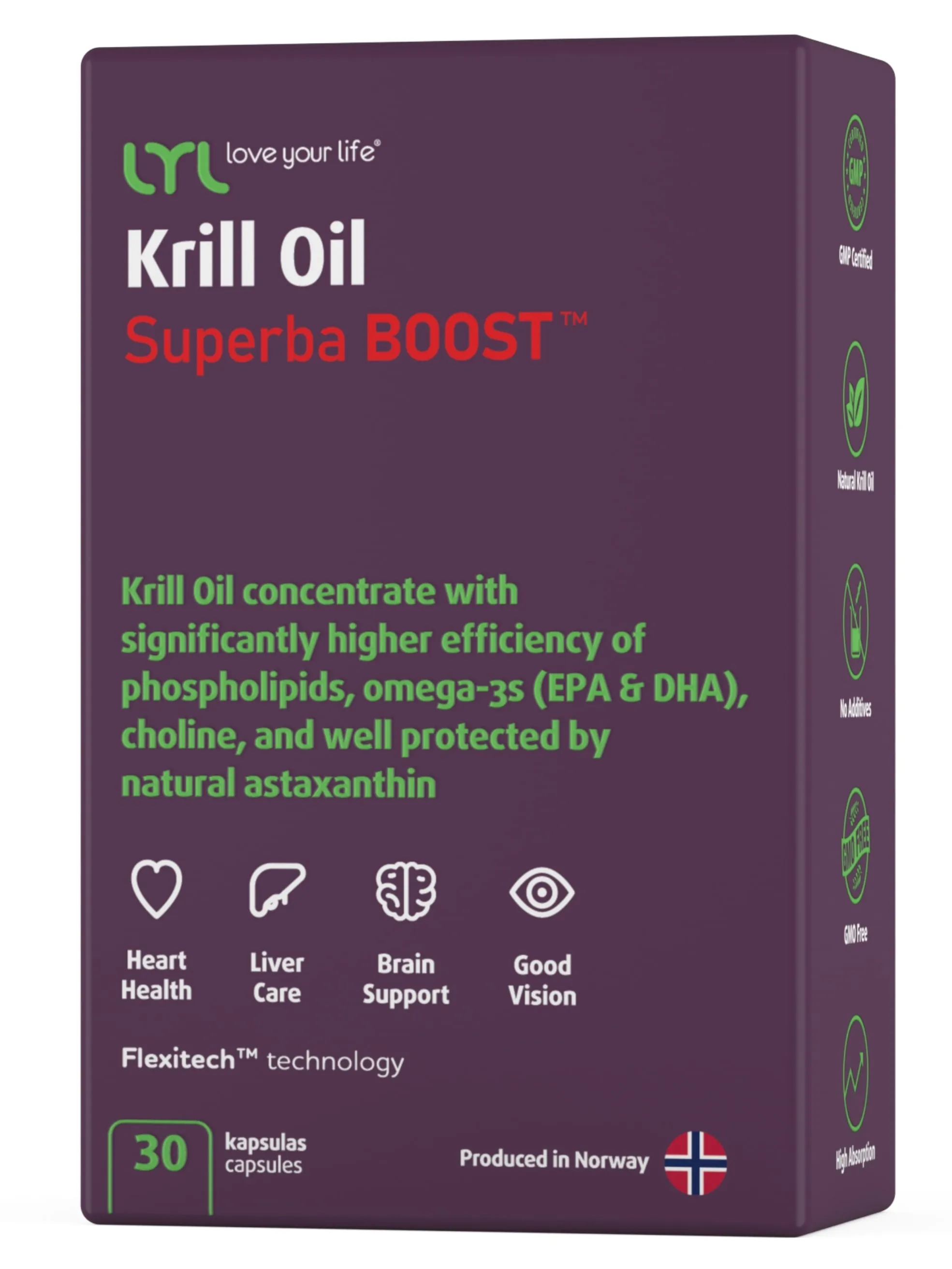 LYL Krill Oil Superba BOOST, 30 kapsulas - Produkta attēls 4