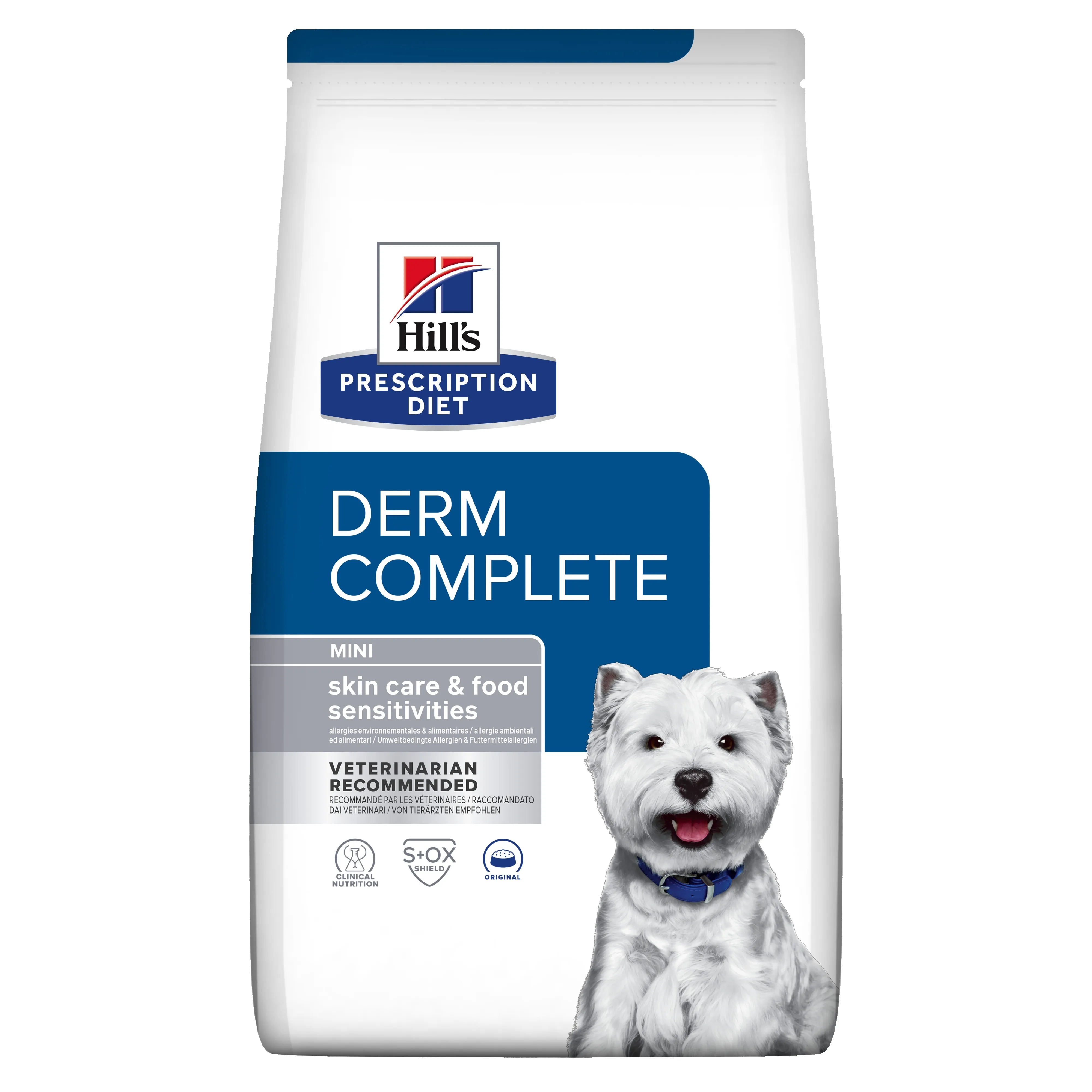 Hills PD suņu sausā barība Derm Complete Mini 1kg - Produkta attēls 