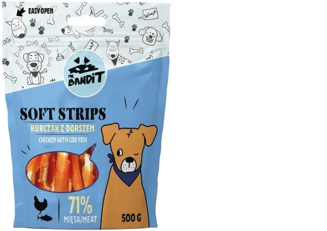 MR.BANDIT SOFT STRIPS VISTAS UN ZIVS STRĒMELES 500G - Produkta attēls 