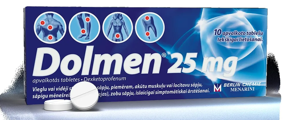 DOLMEN 25MG (DEXKETOPROFENUM) TBL N10 - Produkta attēls 