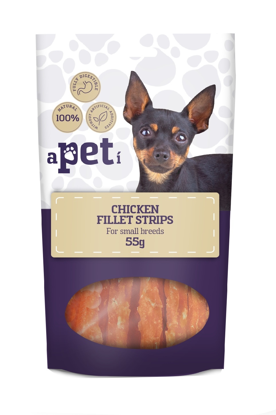 APETI VISTAS FILEJAS STRĒMELES SUŅIEM 55G - Produkta attēls 