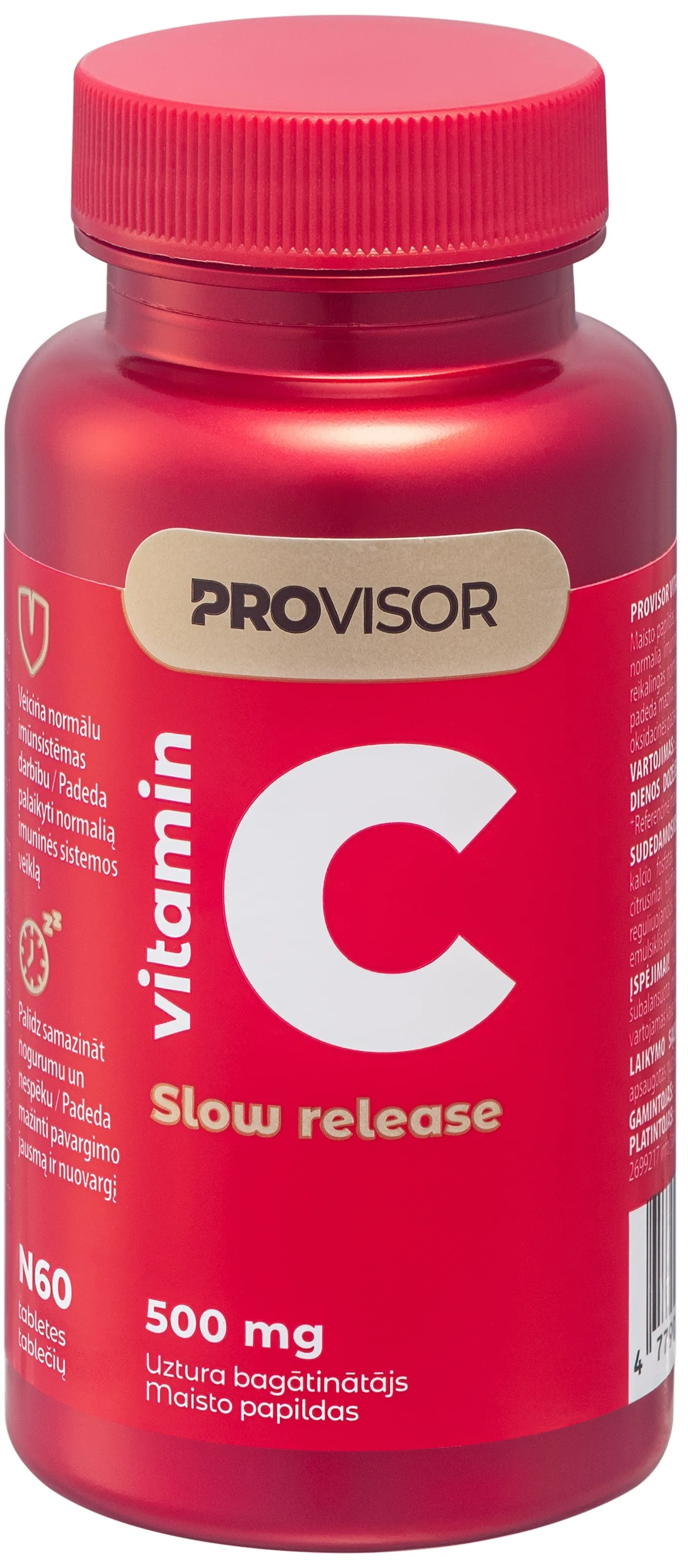 PROVISOR C vitamīns 500 mg Prolong tabletes, 60 gab. - Produkta attēls 