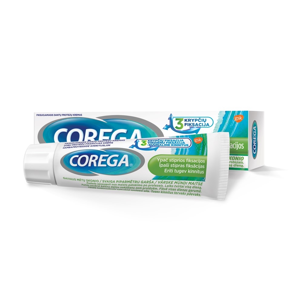 COREGA® Extra Fresh fikāscijas krēms bez cinka, 40 g - Produkta attēls 